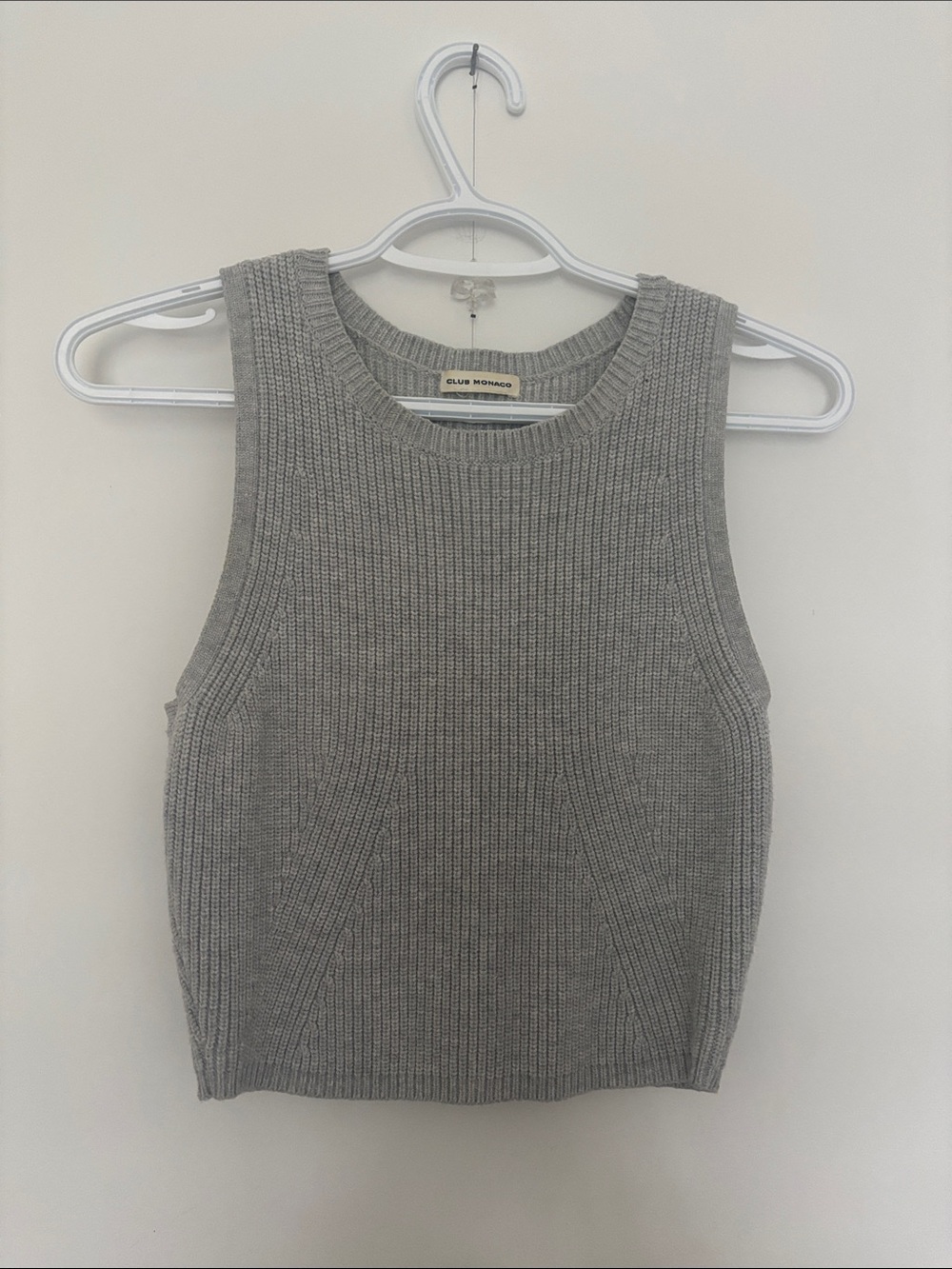 Club Monaco Light Gray Ribbed Sleeveless Knit Tank